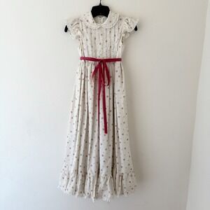 Elegant Cream Kids Formal Dress with Red Accents